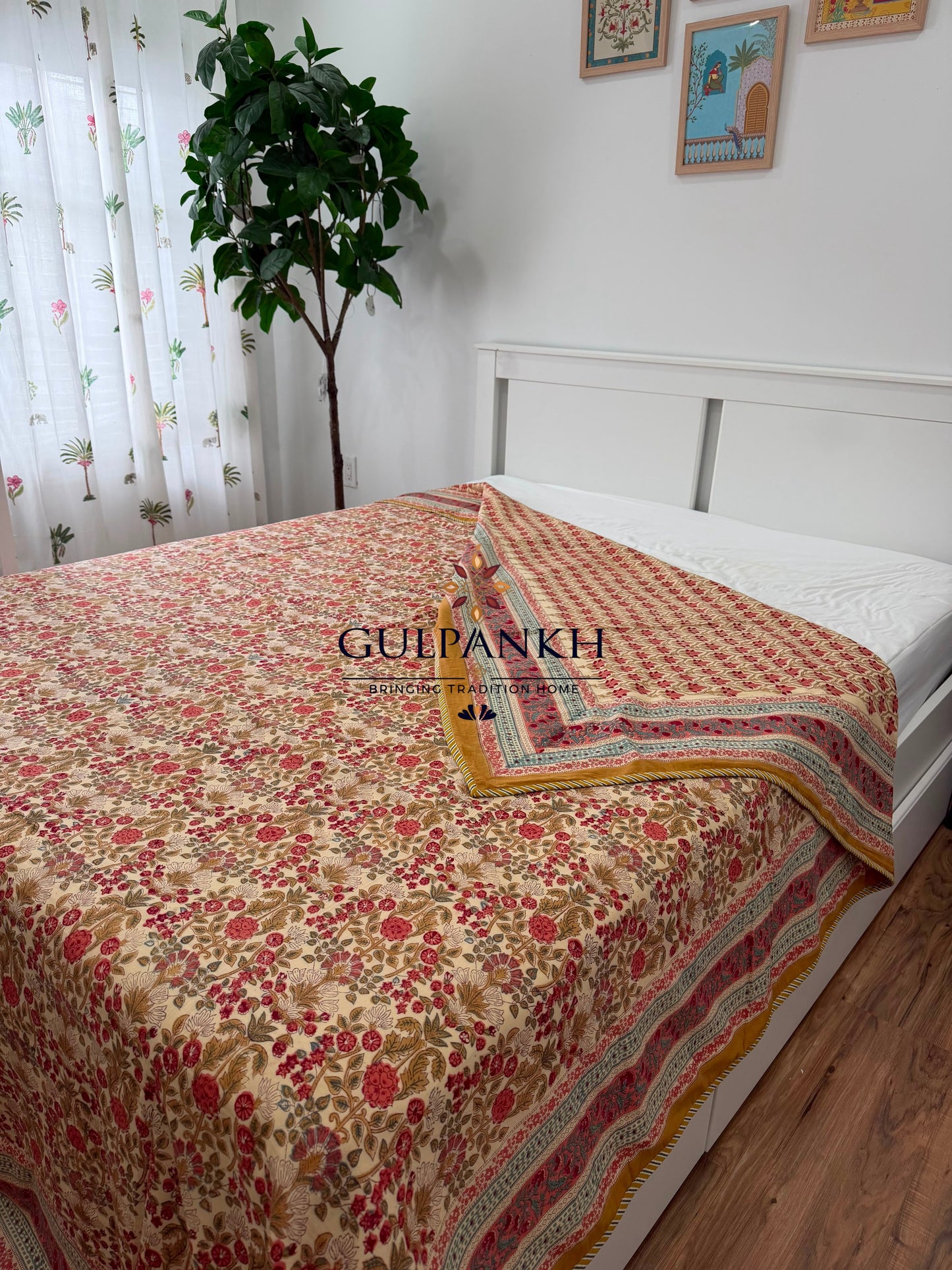 Hand Block Printed Mulmul Cotton Dohar - Gulnaar Heritage | Gulpankh Canada