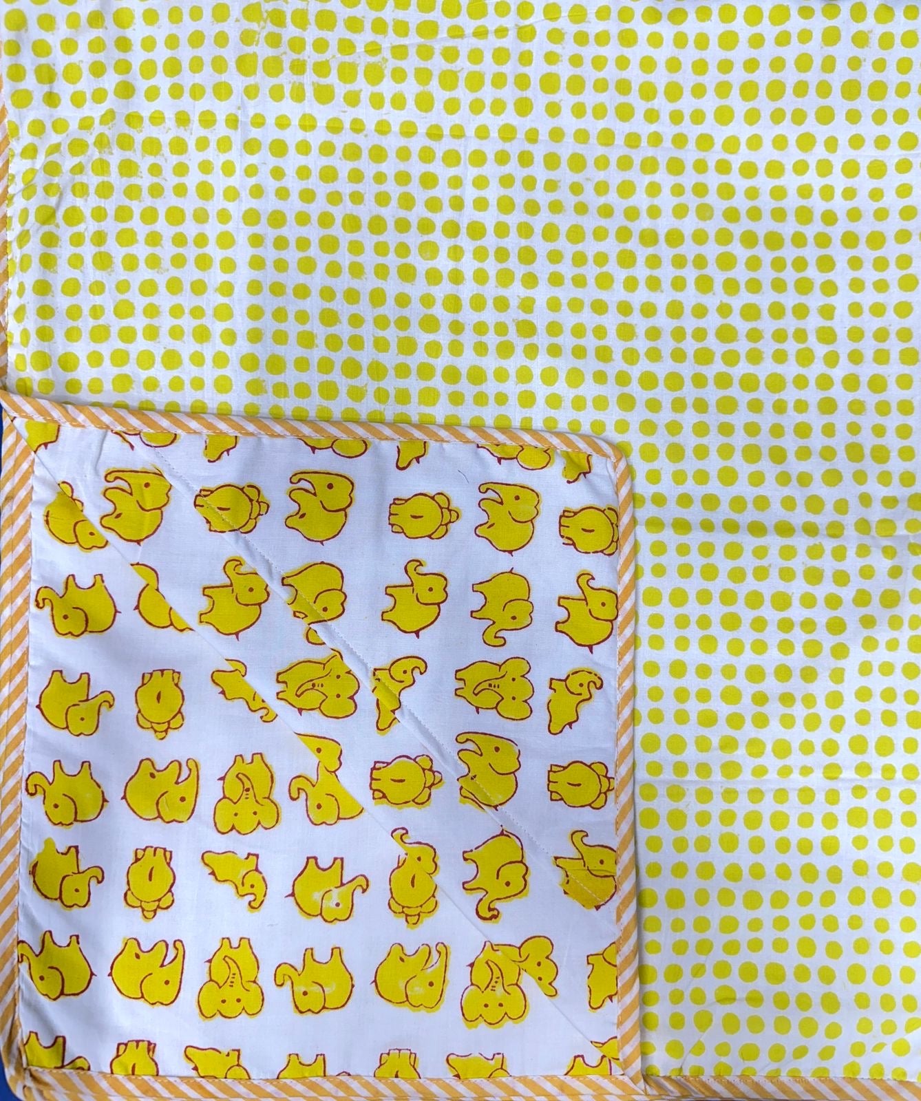 Hand Block Printed Hooded Baby Swaddle Blanket – Sunny Elephant | Gulpankh Canada