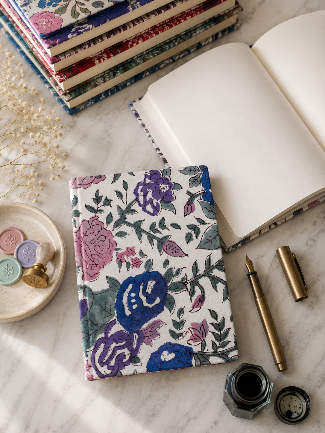 Hand Block Printed Diary – Neel Gulab Bagh | Gulpankh Canada