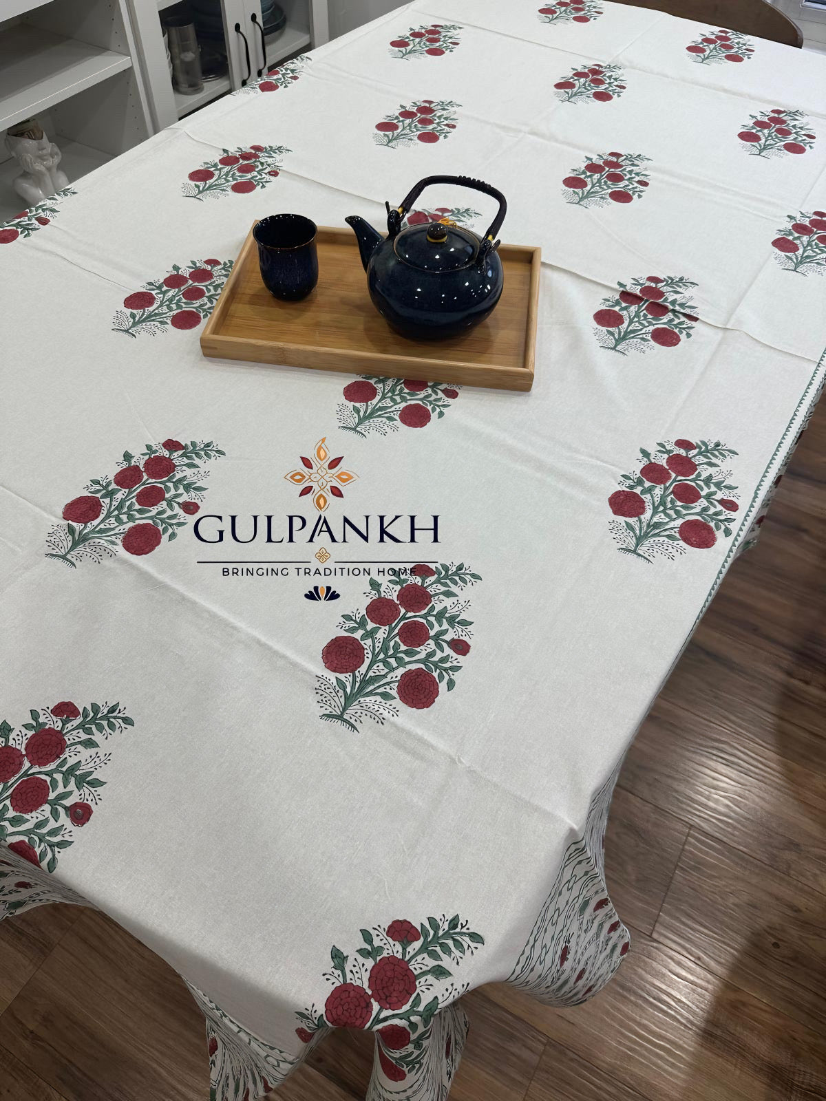 Gul Lata Hand Block Printed Cotton Tablecloth | Gulpankh Canada