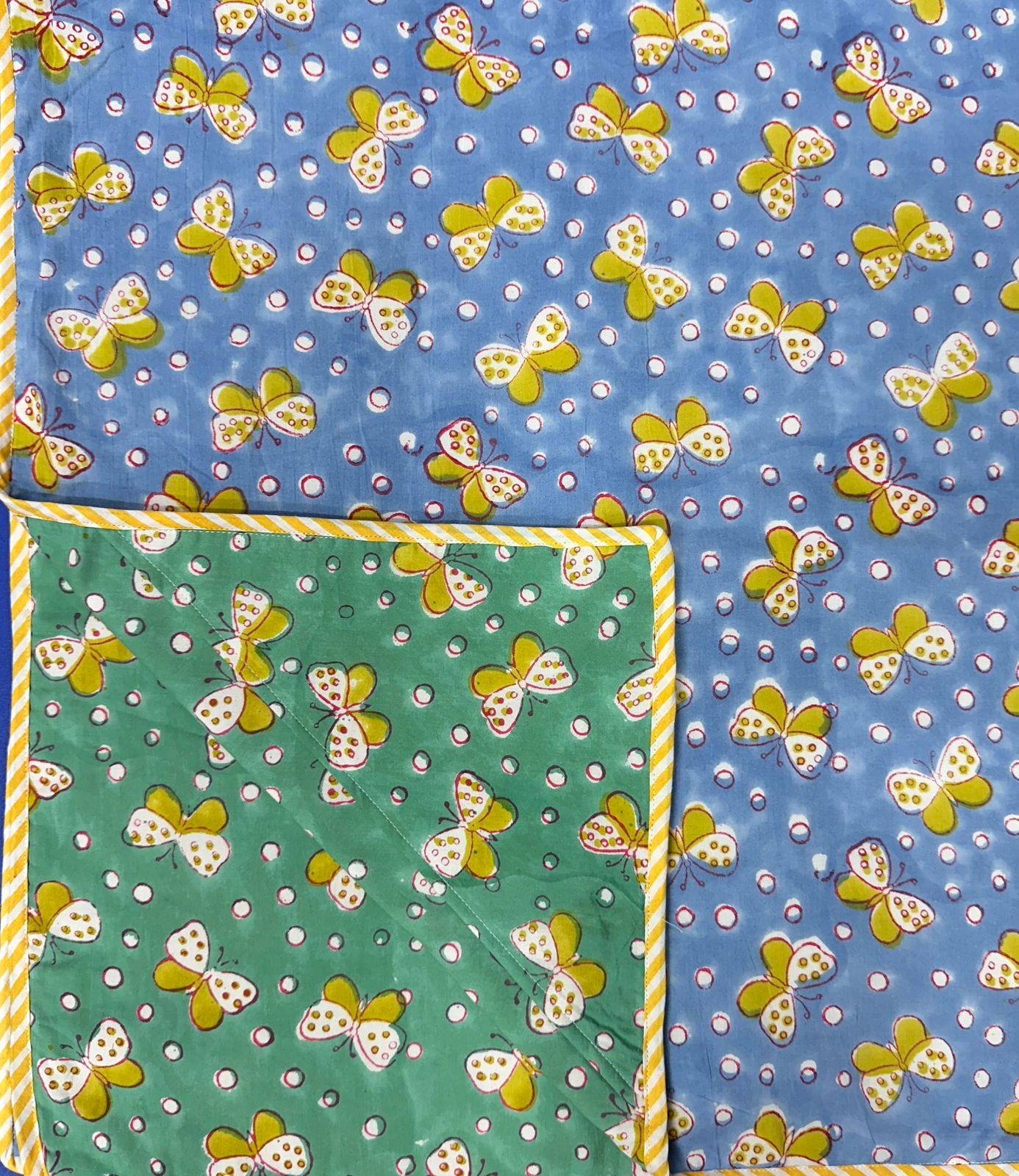Hand Block Printed Hooded Baby Swaddle Blanket – Butterfly Meadow | Gulpankh Canada