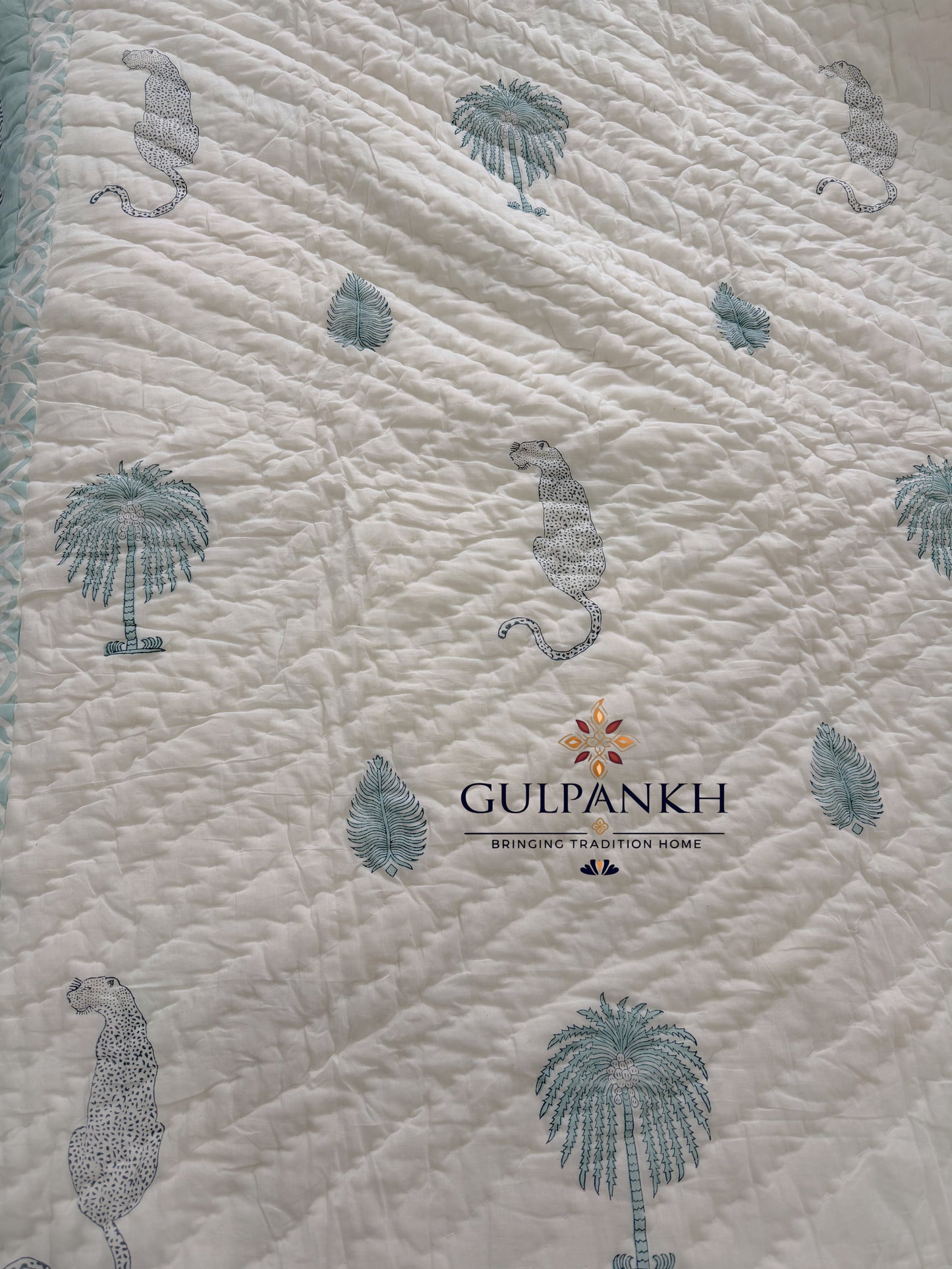 Hand Block Printed Cotton Quilt - Neel Baagh | Gulpankh Canada