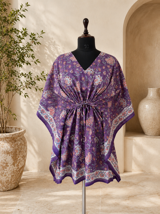 Hand Block Printed Cotton Short Kaftan – Jamuni Gulzar | Gulpankh Canada