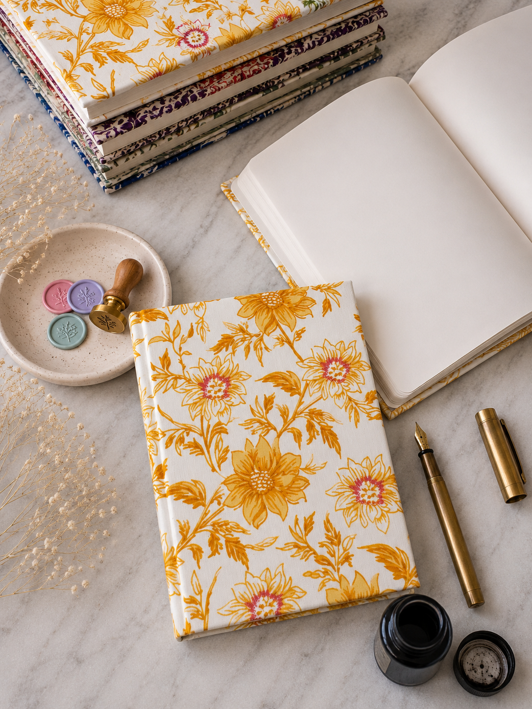 Hand Block Printed Diary – Sunheri Gulzar  | Gulpankh Canada
