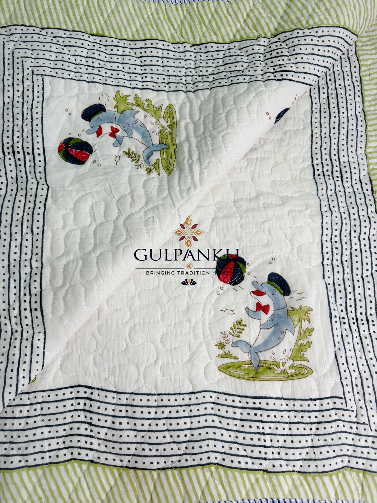 Reversible Baby Quilt - Little Elephant Playtime | Gulpankh Canada