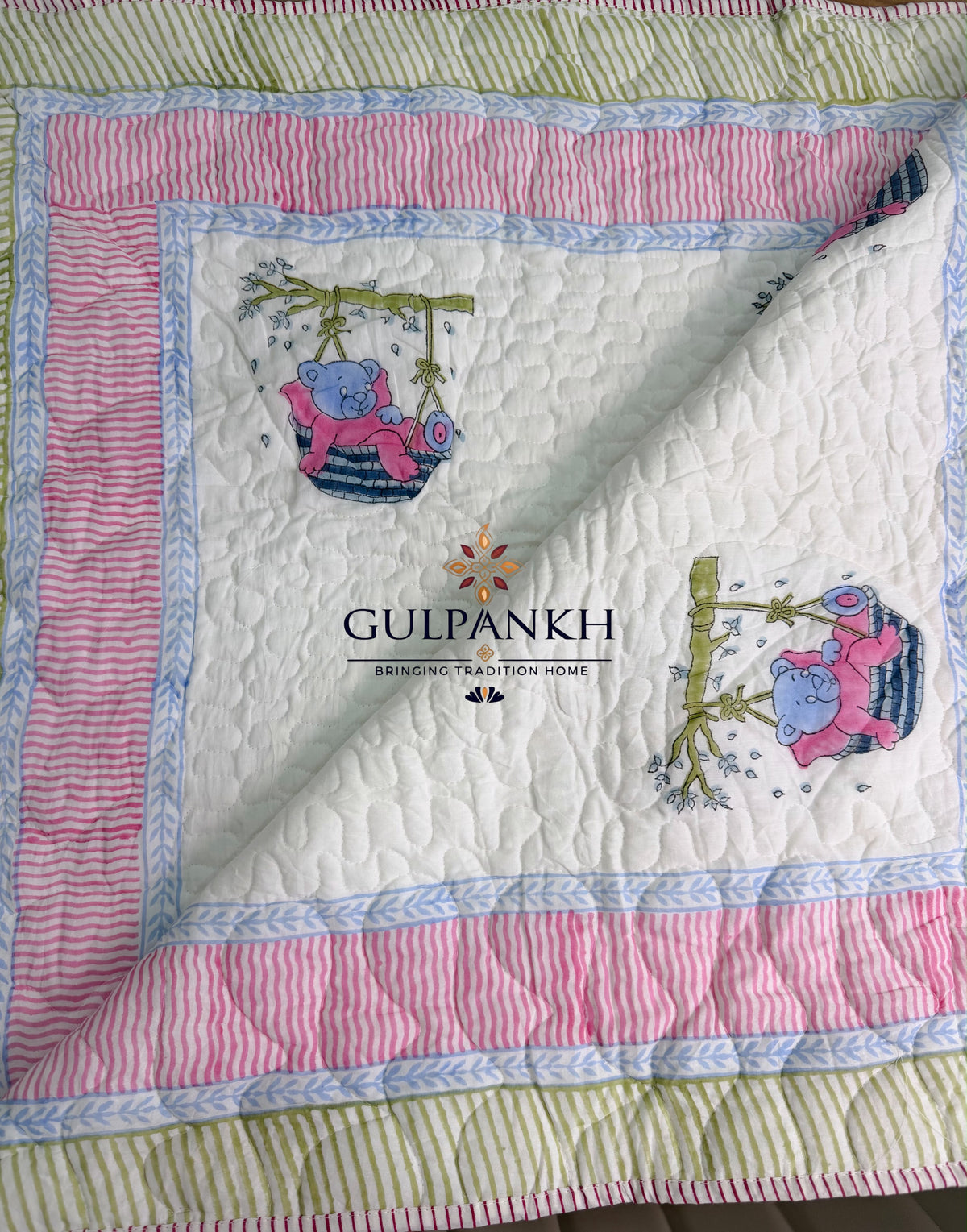 Reversible Baby Quilt - Teddy & Fairy Playtime | Gulpankh Canada