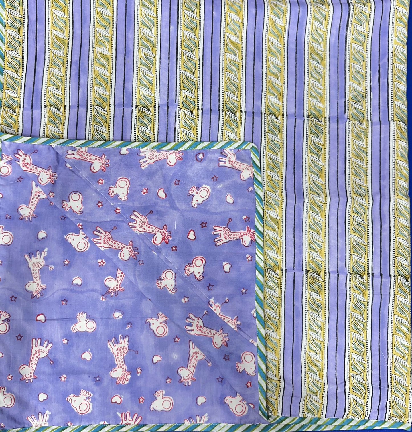 Hand Block Printed Hooded Baby Swaddle Blanket – Lavender Safari | Gulpankh Canada