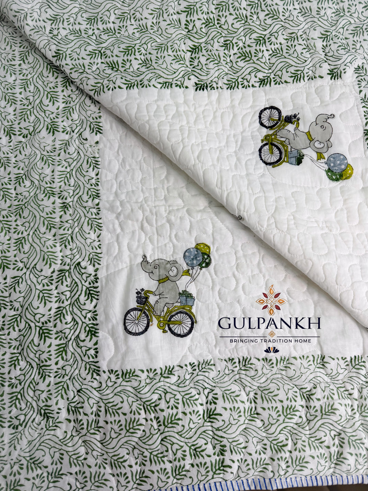 Reversible Baby Quilt - Little Elephant Adventures | Gulpankh Canada