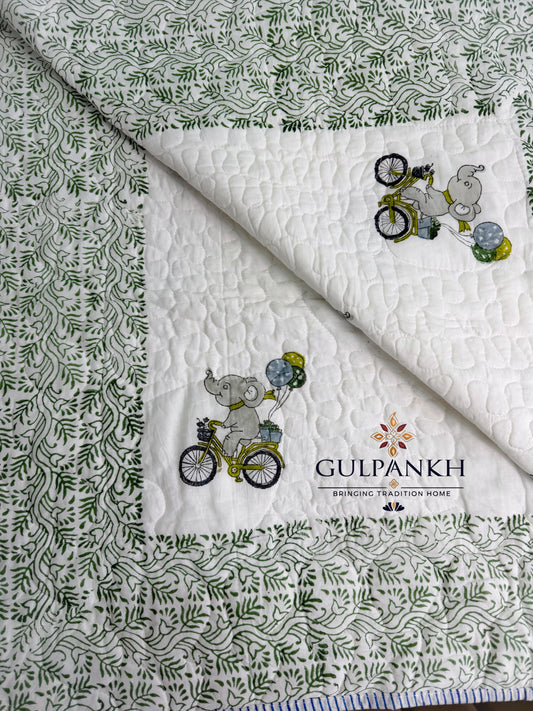 Reversible Baby Quilt - Little Elephant Adventures | Gulpankh Canada