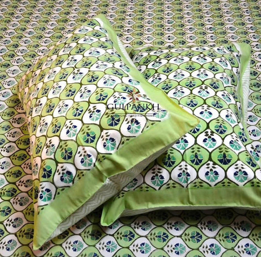 Emerald Garden Hand Block Printed Fitted Bedsheet | Gulpankh Canada