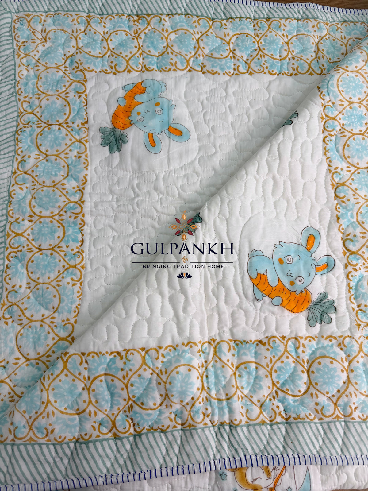 Reversible Baby Quilt - Bunny & Moonlight Adventures | Gulpankh Canada
