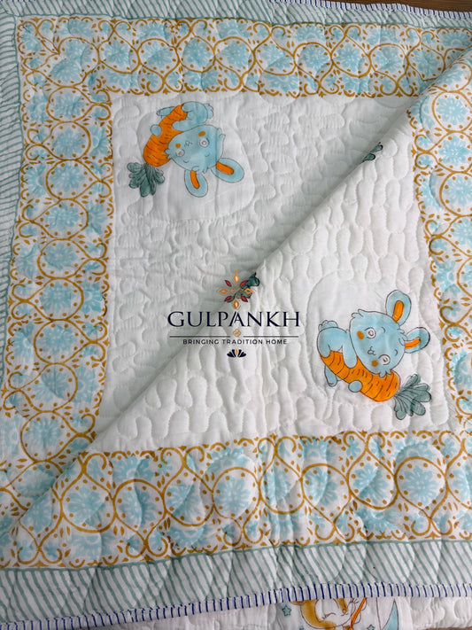 Reversible Baby Quilt - Bunny & Moonlight Adventures | Gulpankh Canada