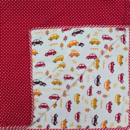 Hand Block Printed Hooded Baby Receiving Blanket – Little Roadster | Gulpankh Canada