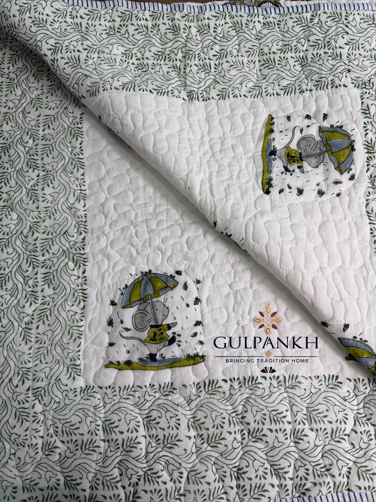 Reversible Baby Quilt - Little Elephant Adventures | Gulpankh Canada