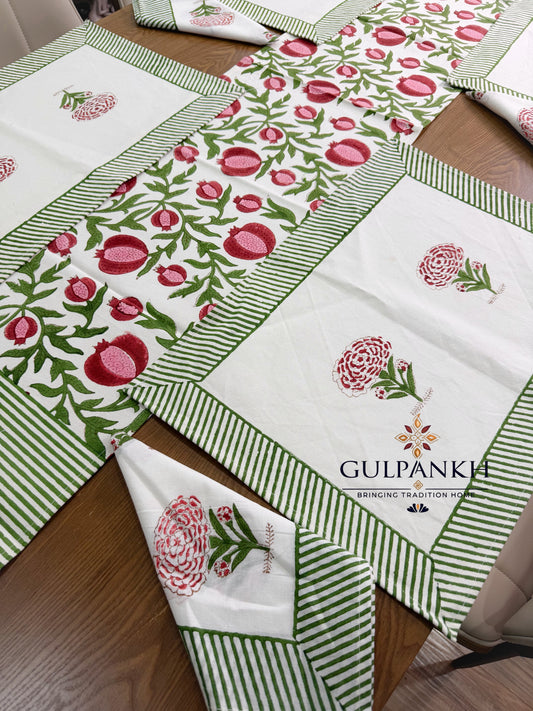 Hand Block Printed Dining Table Set – Anar Gulzar | Gulpankh Canada