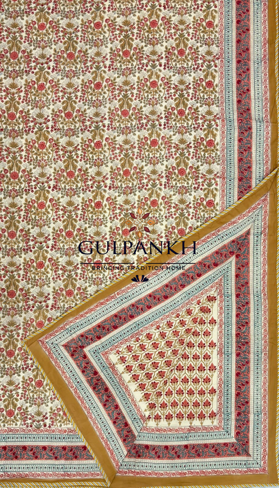 Hand Block Printed Mulmul Cotton Dohar - Gulnaar Heritage | Gulpankh Canada