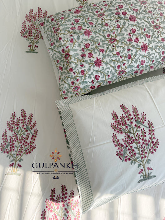 Gul Vatika Hand Block Printed Fitted Bedsheet | Gulpankh Canada