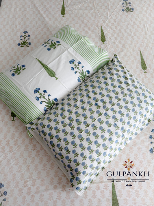 Sukoon Vatika Hand Block Printed Fitted Bedsheet | Gulpankh Canada