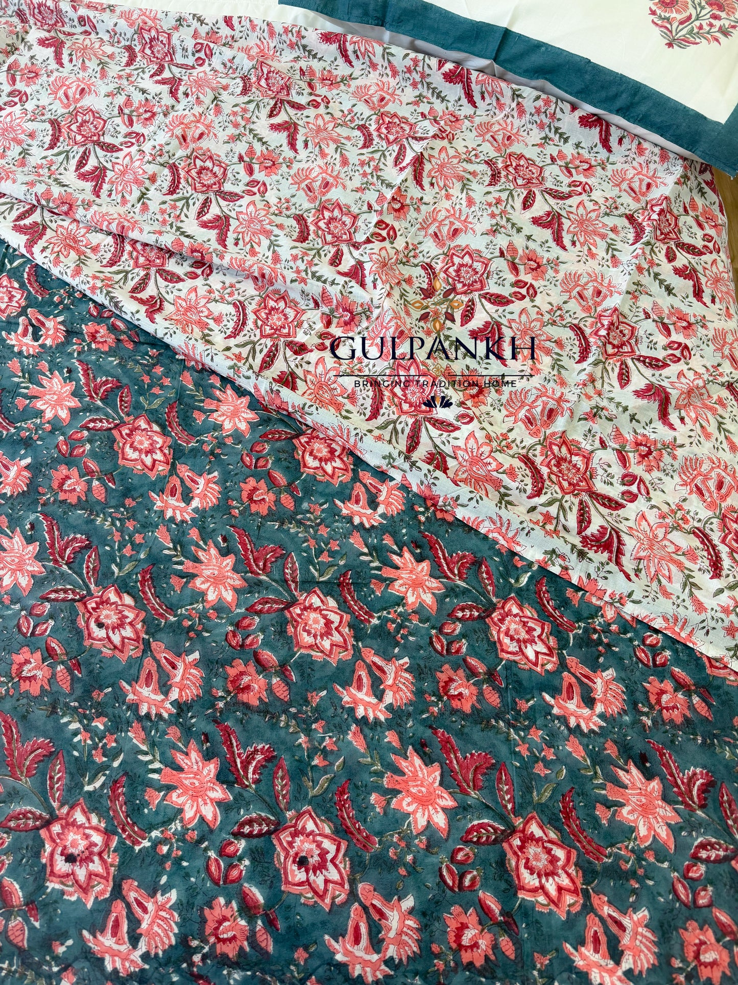 Hand Block Printed King Duvet Cover Set –  Noor-e-Gul | Gulpankh Canada