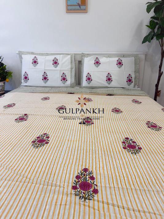 Hand Block Printed Duvet Cover Set –  Basant Gul | Gulpankh Canada