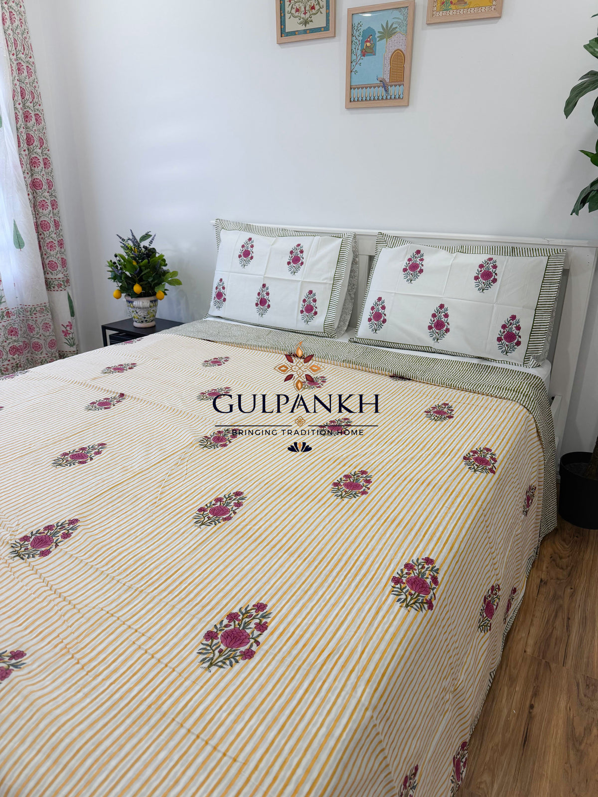 Hand Block Printed Duvet Cover Set –  Basant Gul | Gulpankh Canada