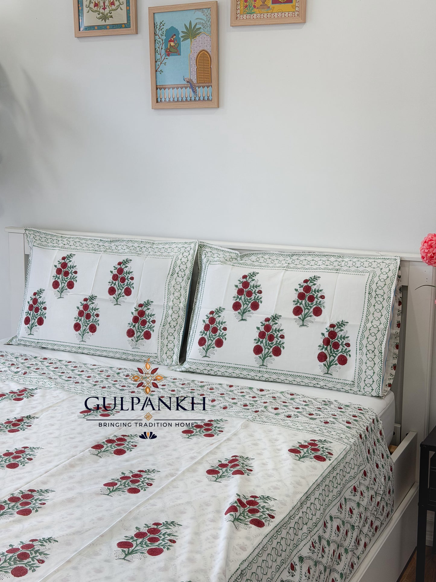 Hand Block Printed King Duvet Cover Set –  Gulnaar Blossom | Gulpankh Canada