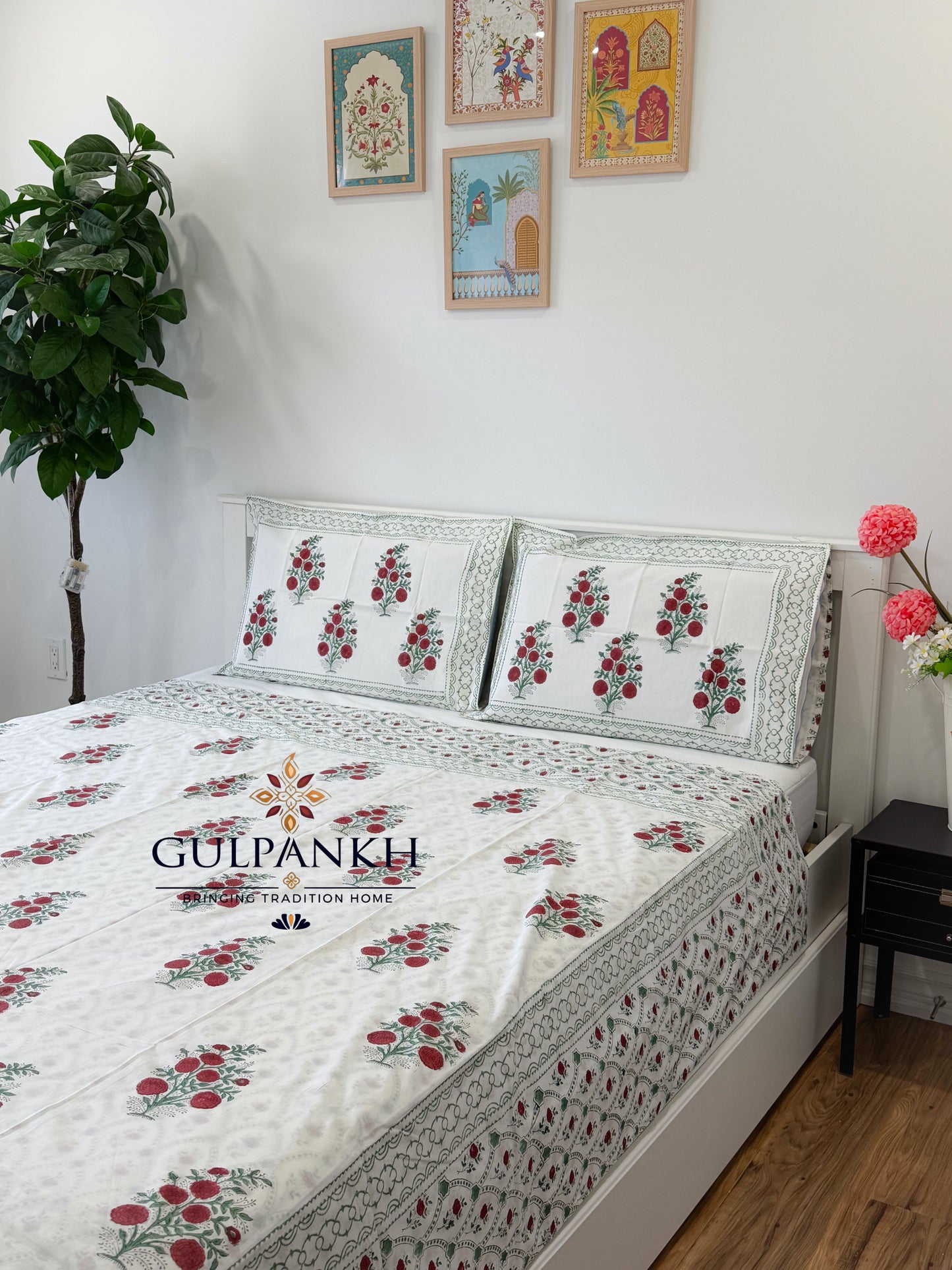 Hand Block Printed King Duvet Cover Set –  Gulnaar Blossom | Gulpankh Canada