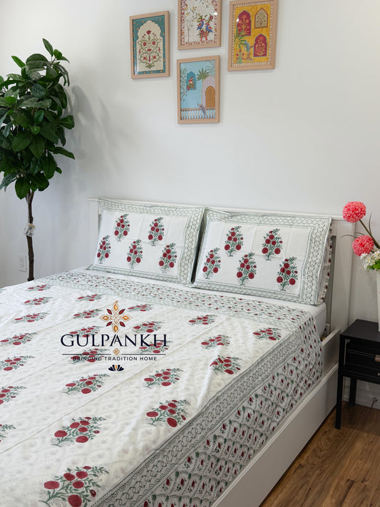 Hand Block Printed King Duvet Cover Set –  Gulnaar Blossom | Gulpankh Canada
