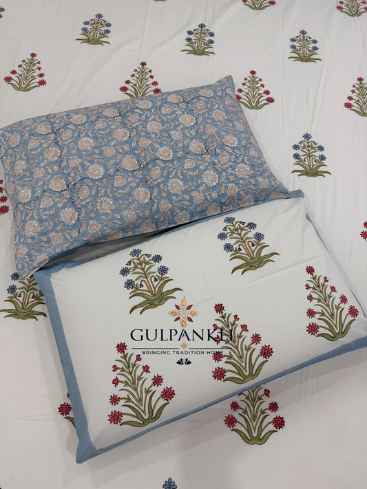 Meadow Buti Hand Block Printed Fitted Bedsheet | Gulpankh Canada