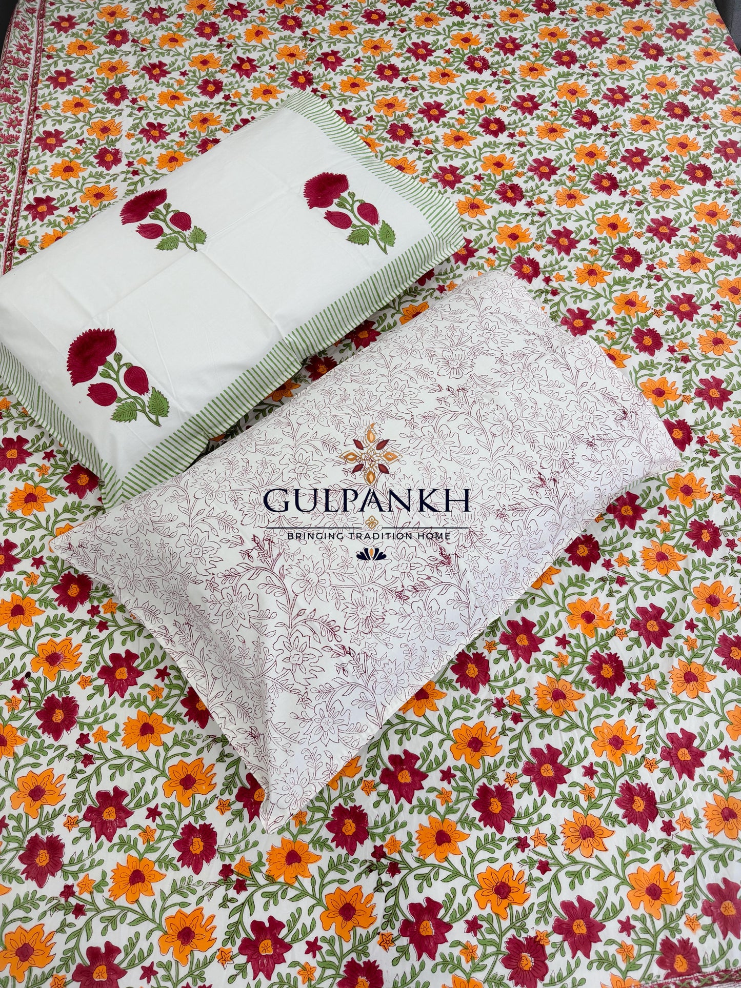 Spring Rani Hand Block Printed Fitted Bedsheet | Gulpankh Canada